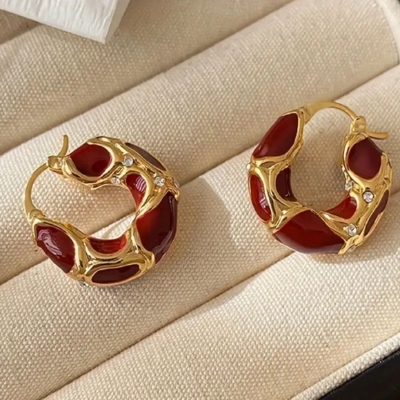 14k plated gold 3 models Hoop Earrings - Picture 3 of 4